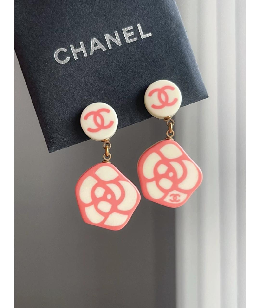 CHANEL Розовые пластиковые серьги, фото 6