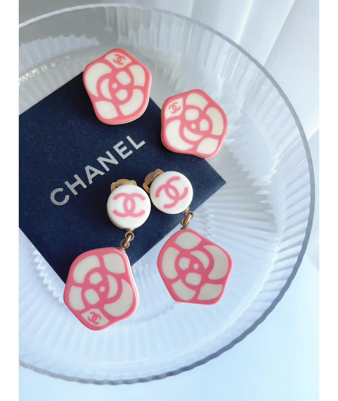 CHANEL Розовые пластиковые серьги, фото 5