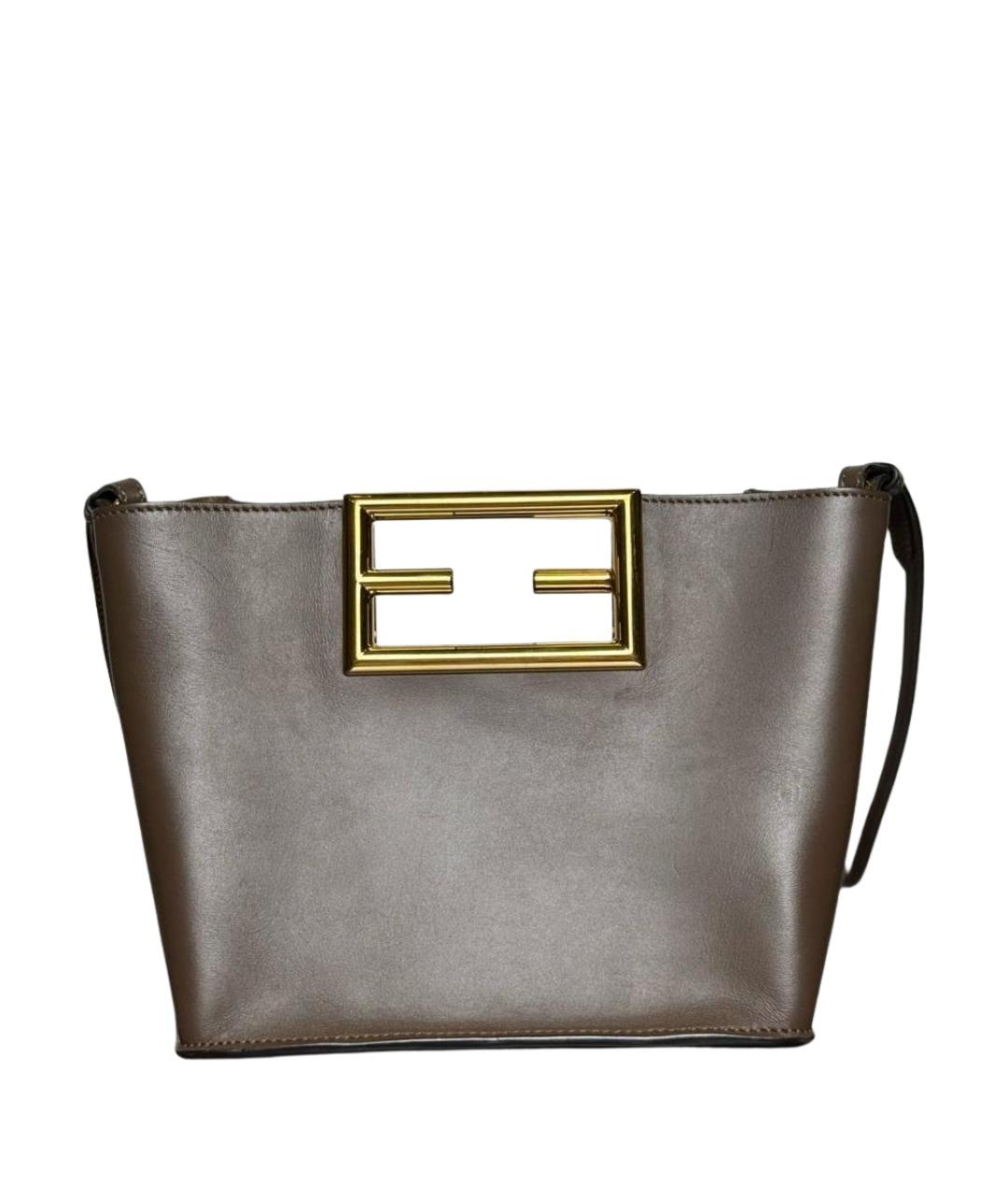 FENDI Коричневая кожаная сумка с короткими ручками, фото 1