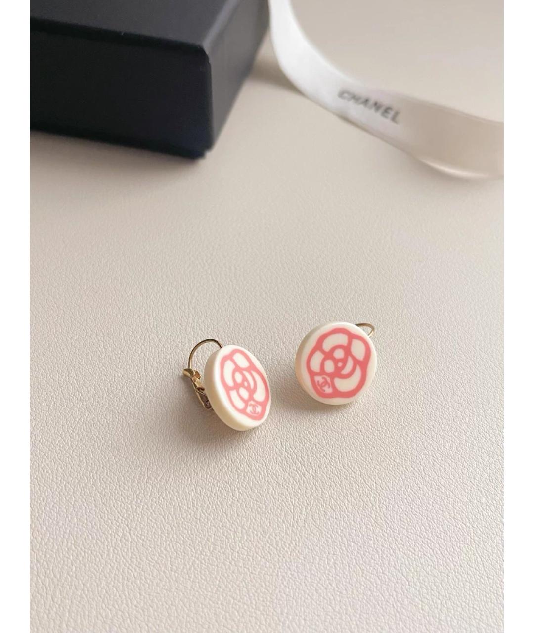 CHANEL Розовые пластиковые серьги, фото 2
