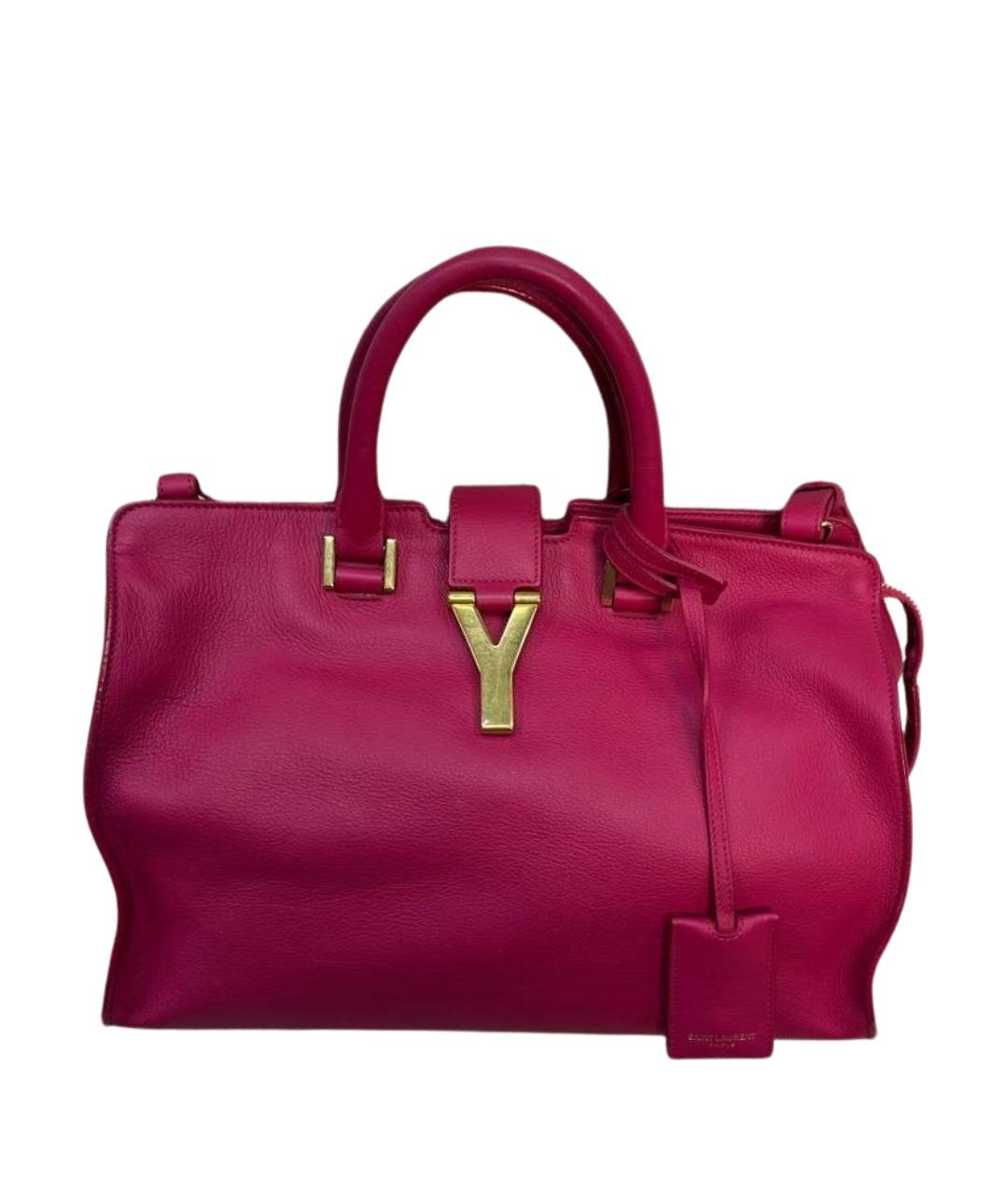 SAINT LAURENT Фуксия кожаная сумка с короткими ручками, фото 1