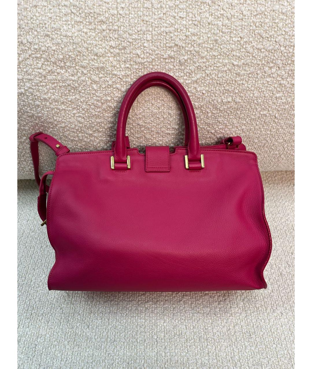 SAINT LAURENT Фуксия кожаная сумка с короткими ручками, фото 3