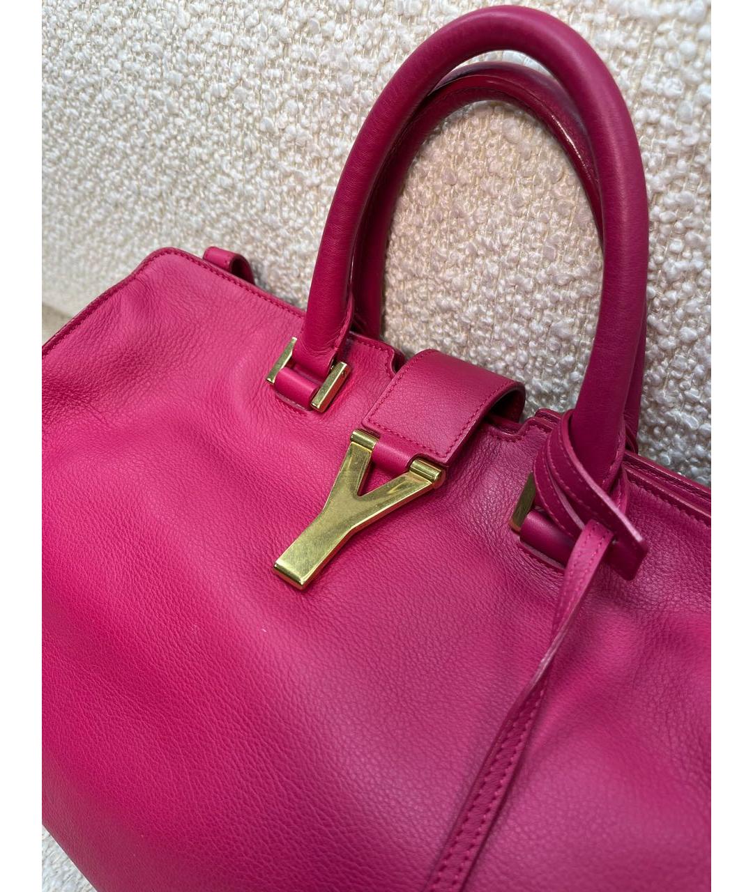 SAINT LAURENT Фуксия кожаная сумка с короткими ручками, фото 8