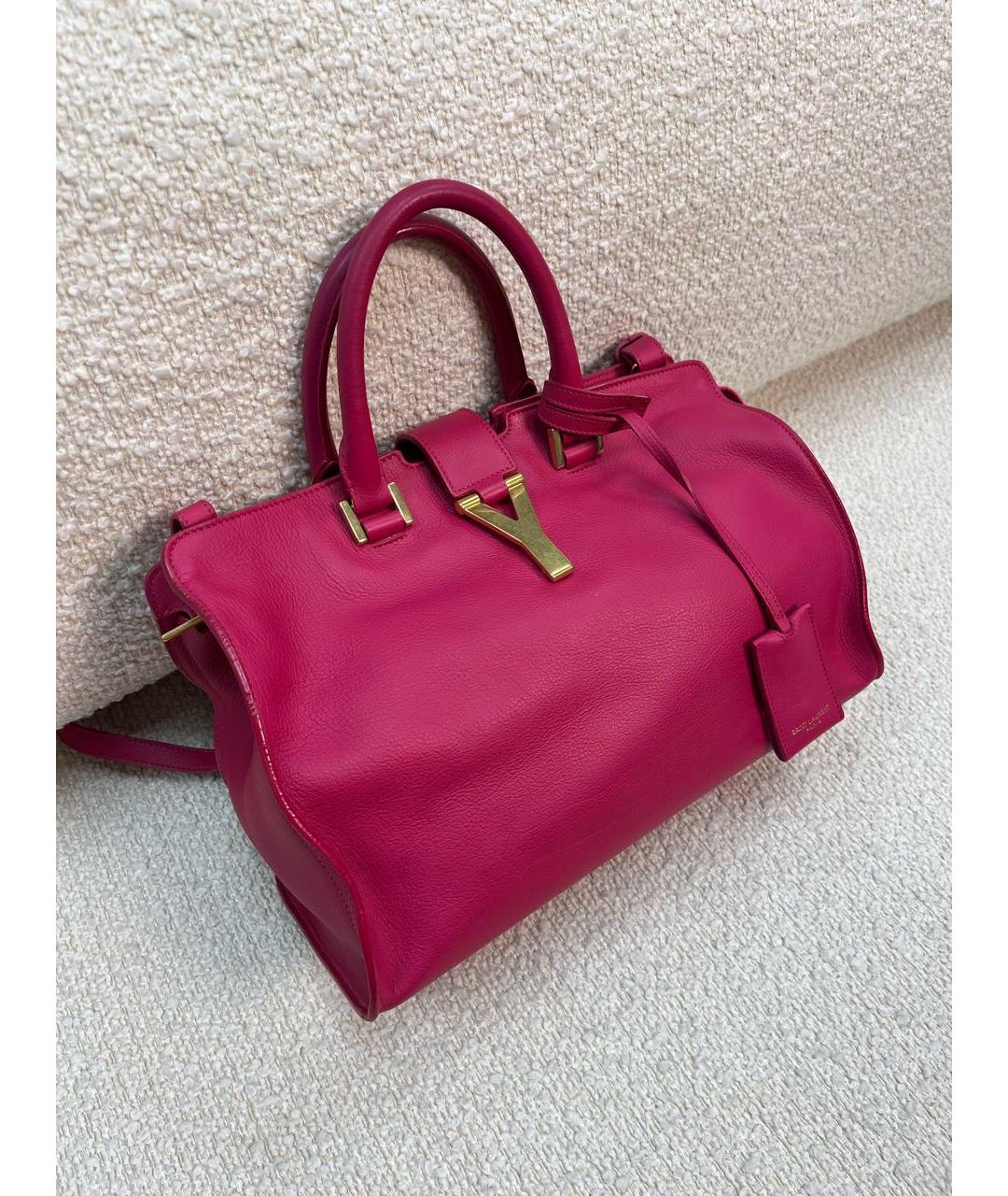 SAINT LAURENT Фуксия кожаная сумка с короткими ручками, фото 2