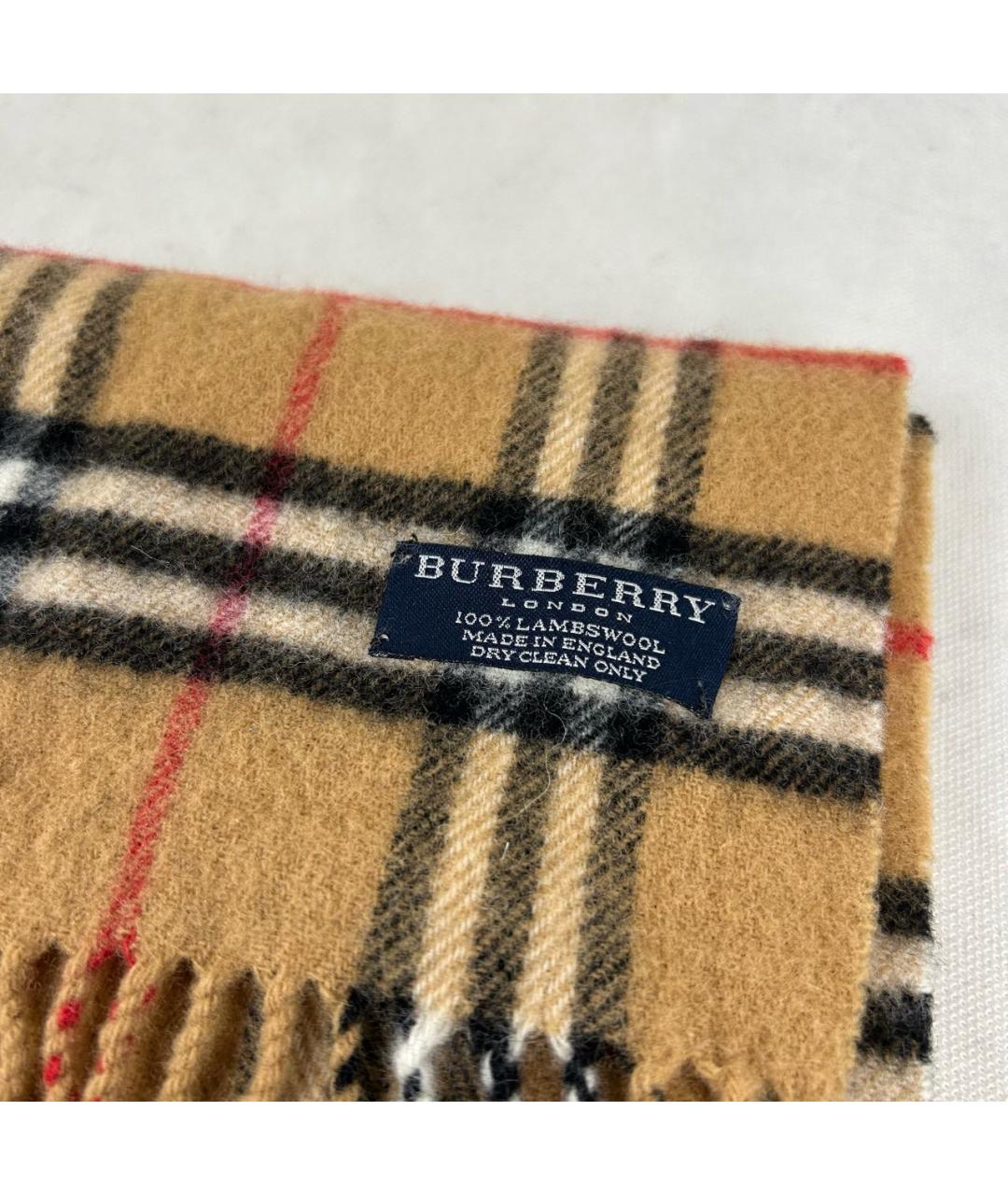 BURBERRY Бежевый шерстяной шарф, фото 4