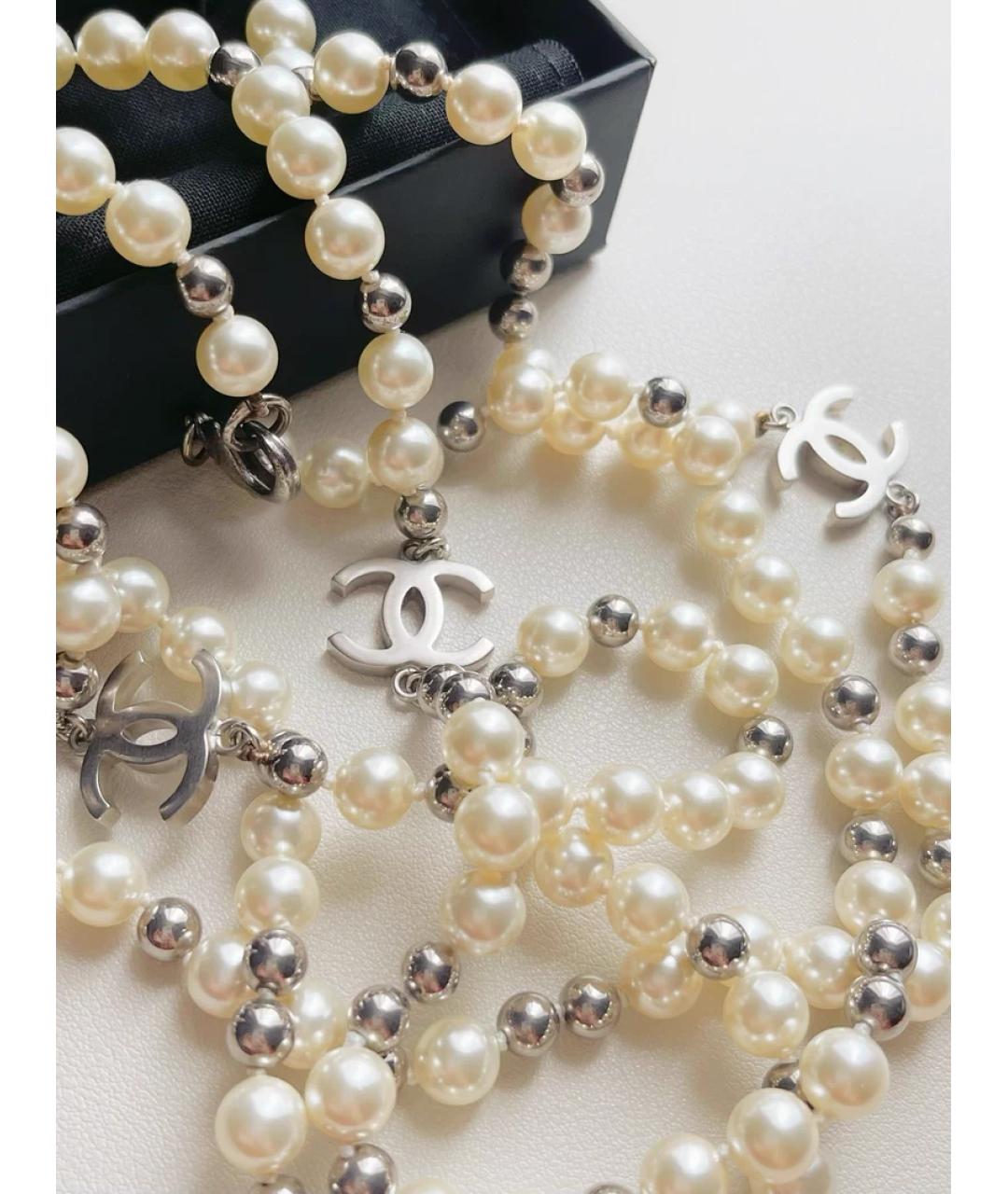CHANEL Белое жемчужное колье, фото 3