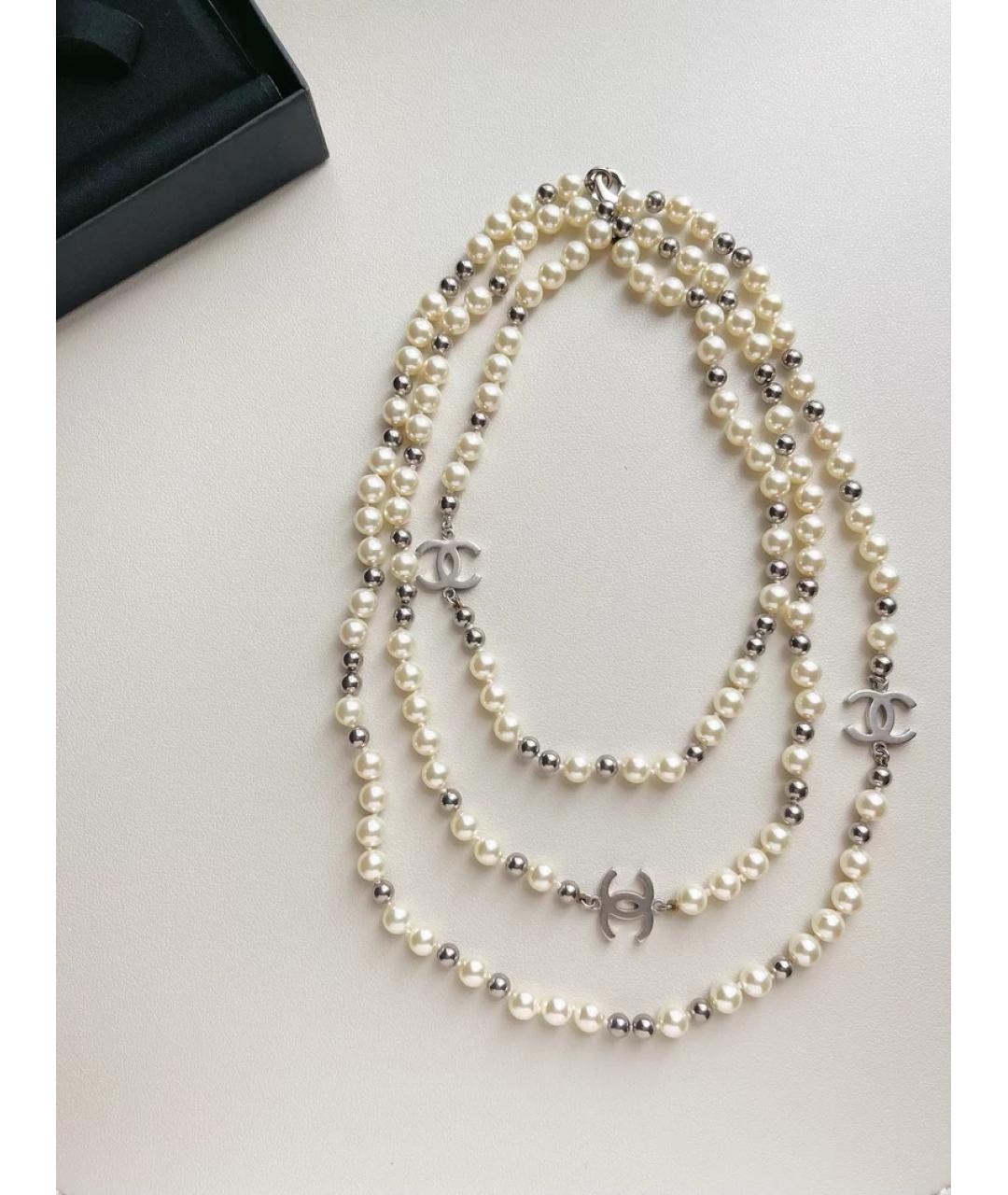 CHANEL Белое жемчужное колье, фото 5