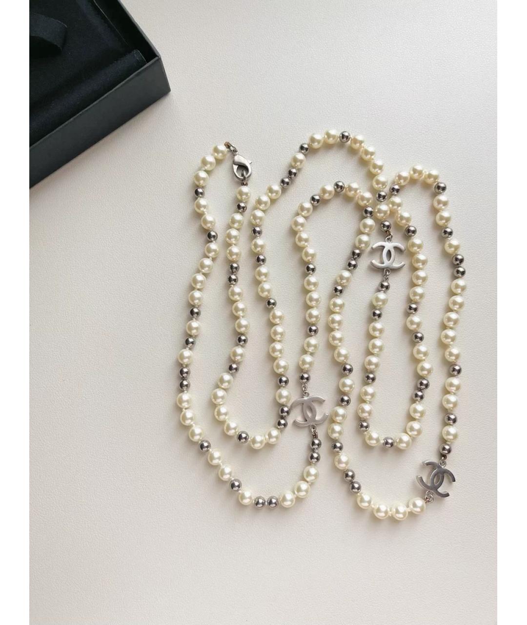 CHANEL Белое жемчужное колье, фото 2