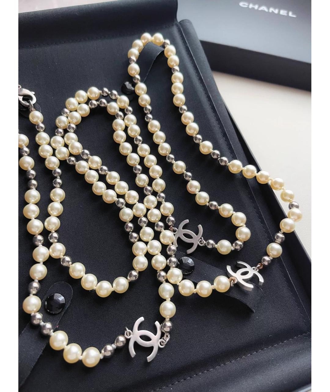 CHANEL Белое жемчужное колье, фото 4