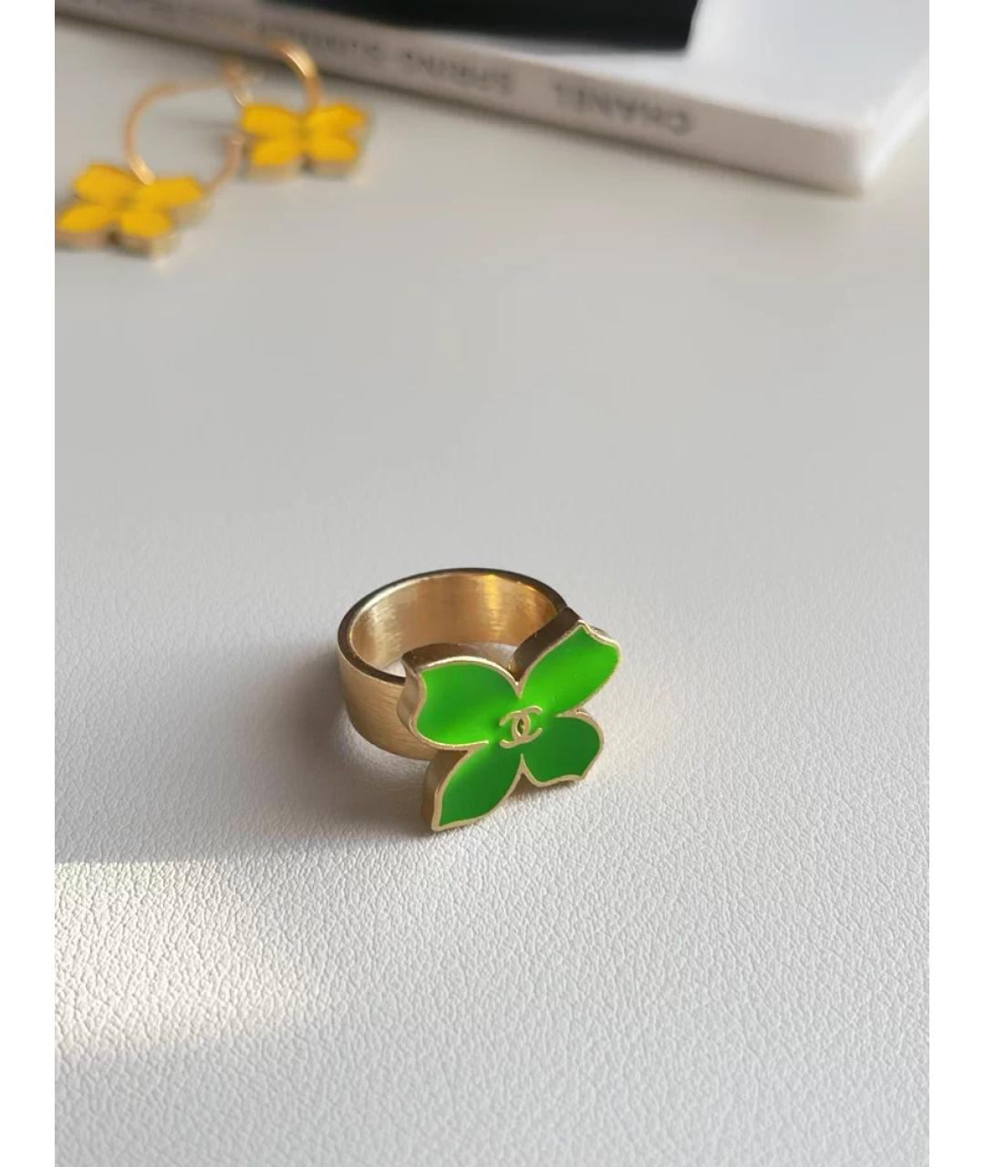 CHANEL Зеленые металлическое кольцо, фото 4