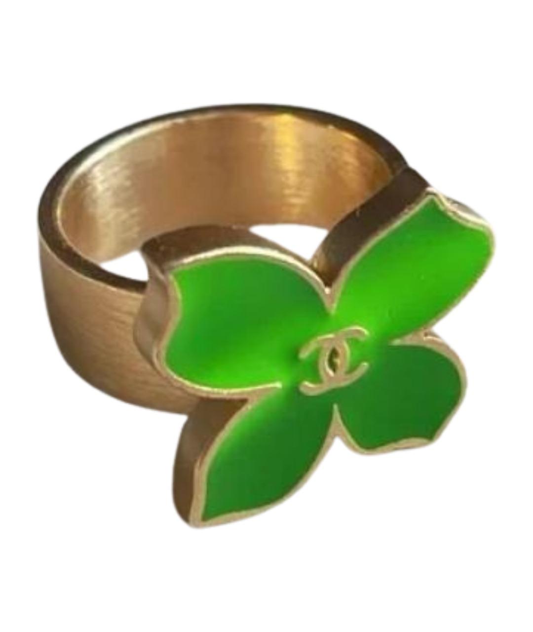 CHANEL Зеленые металлическое кольцо, фото 1