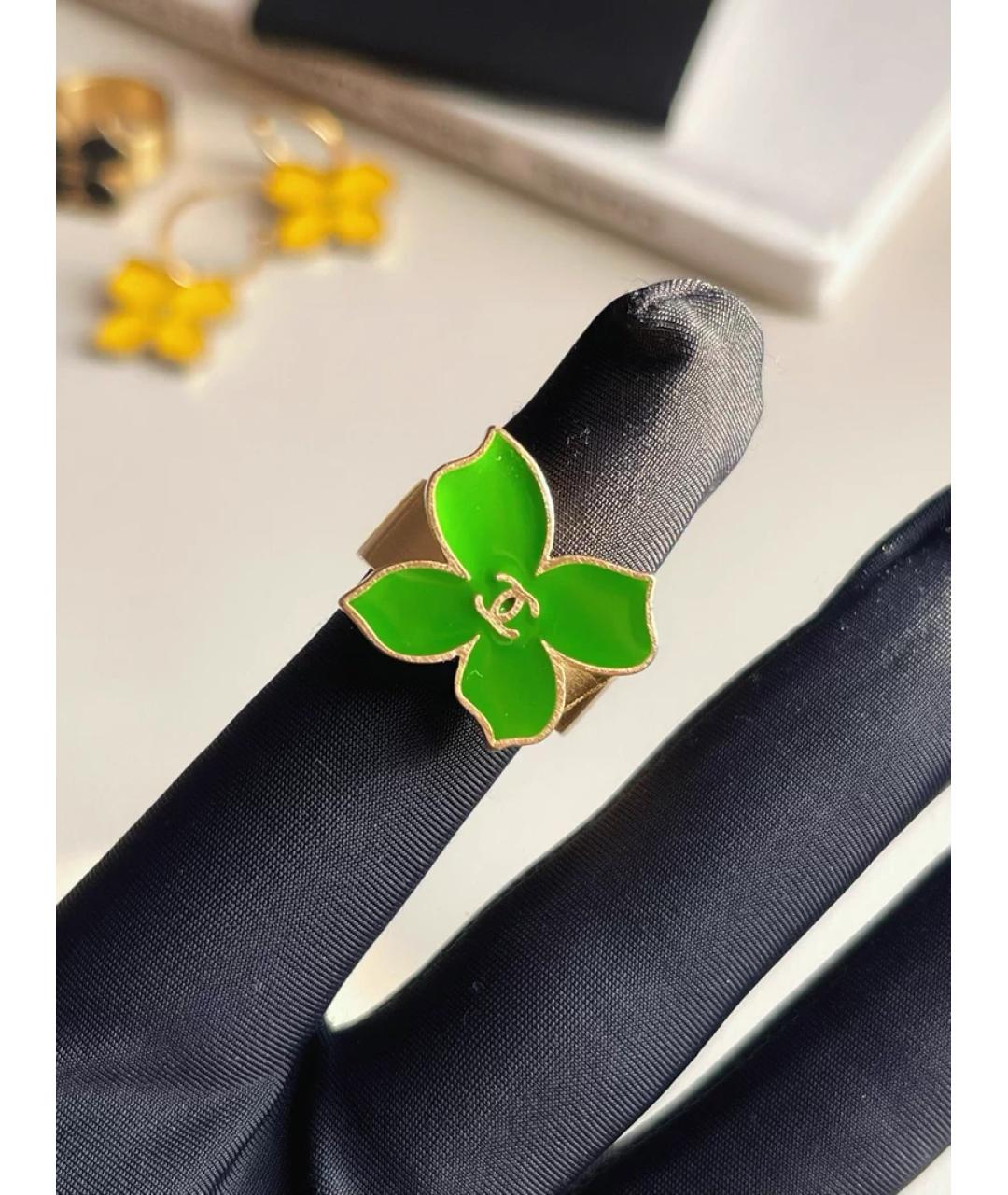 CHANEL Зеленые металлическое кольцо, фото 3