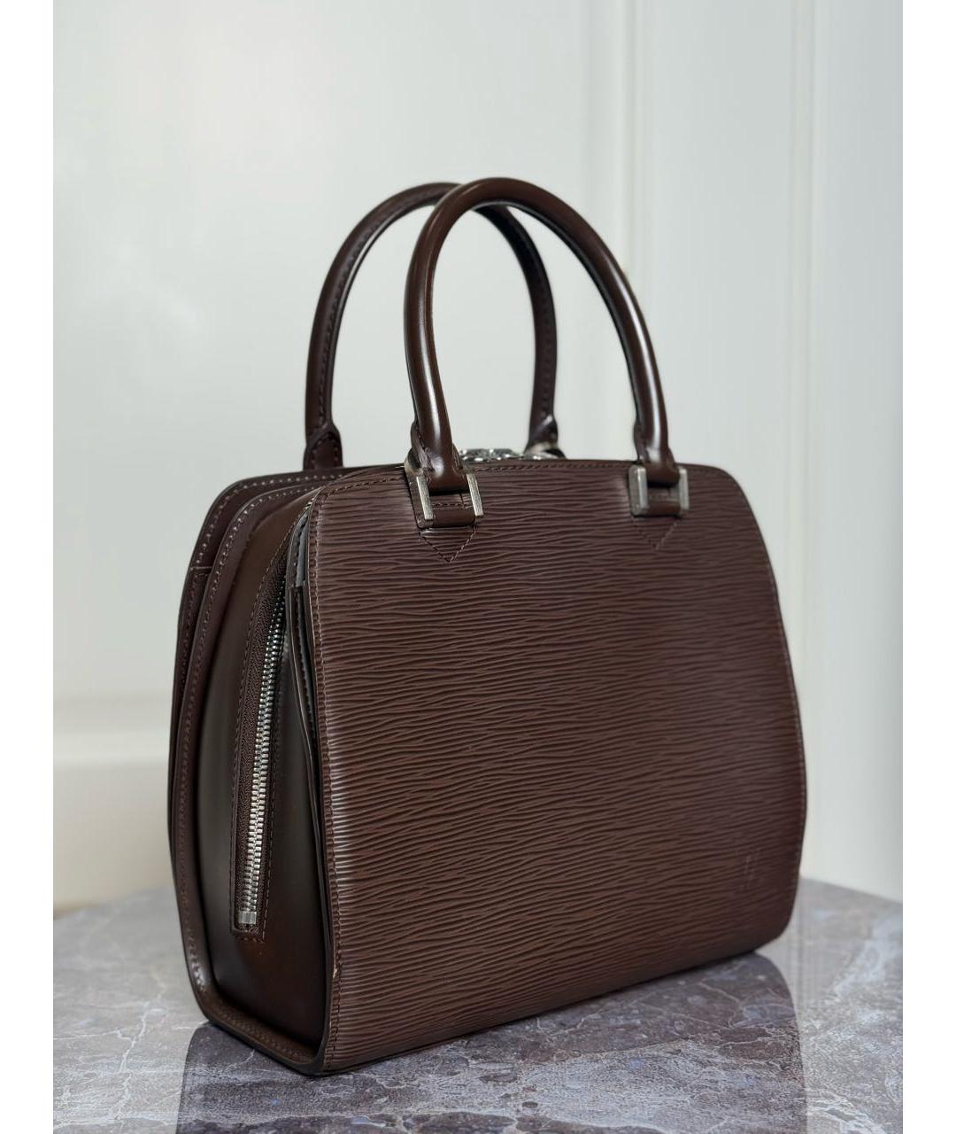 LOUIS VUITTON Коричневая кожаная сумка с короткими ручками, фото 2