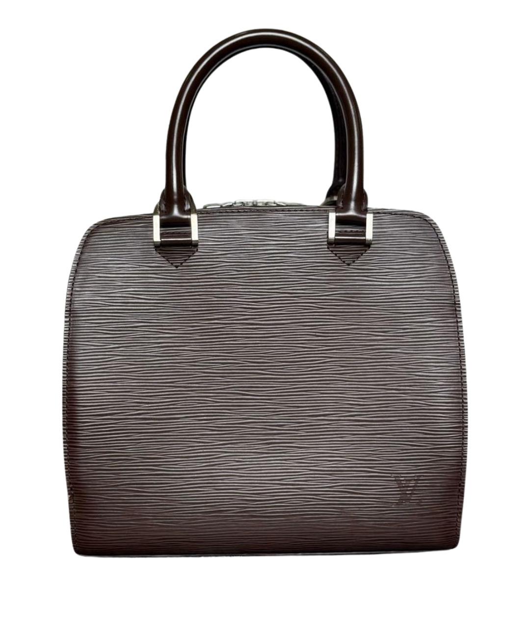 LOUIS VUITTON Коричневая кожаная сумка с короткими ручками, фото 1