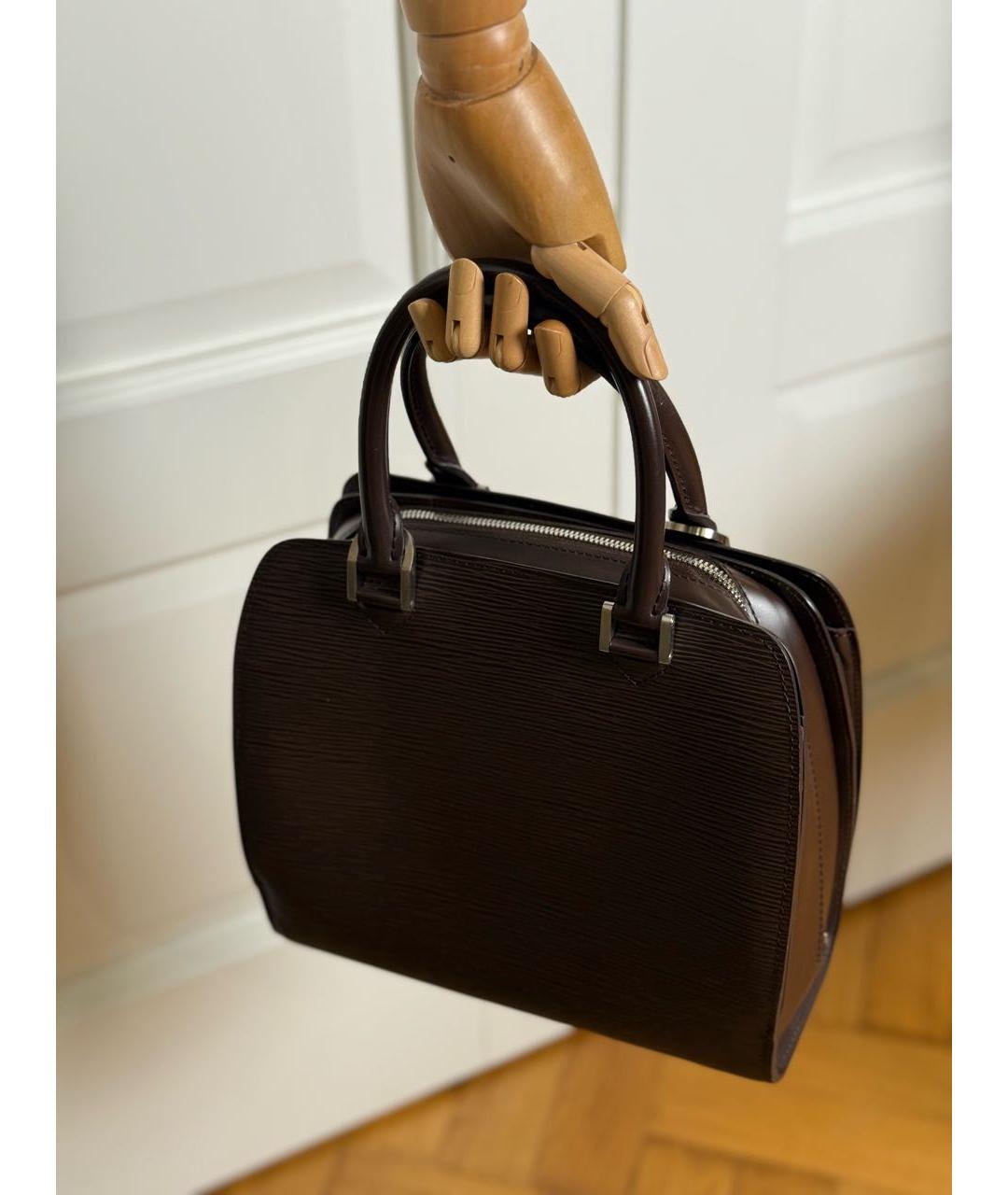 LOUIS VUITTON Коричневая кожаная сумка с короткими ручками, фото 6