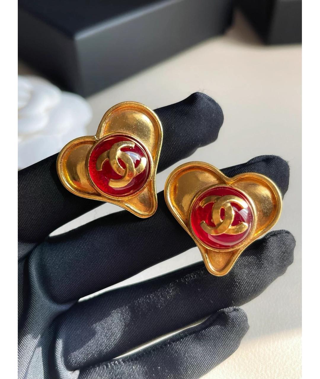 CHANEL Красные металлические серьги, фото 3
