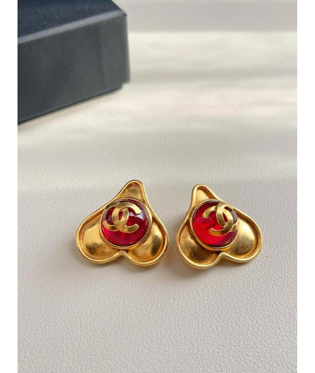 CHANEL Красные металлические серьги, фото 4