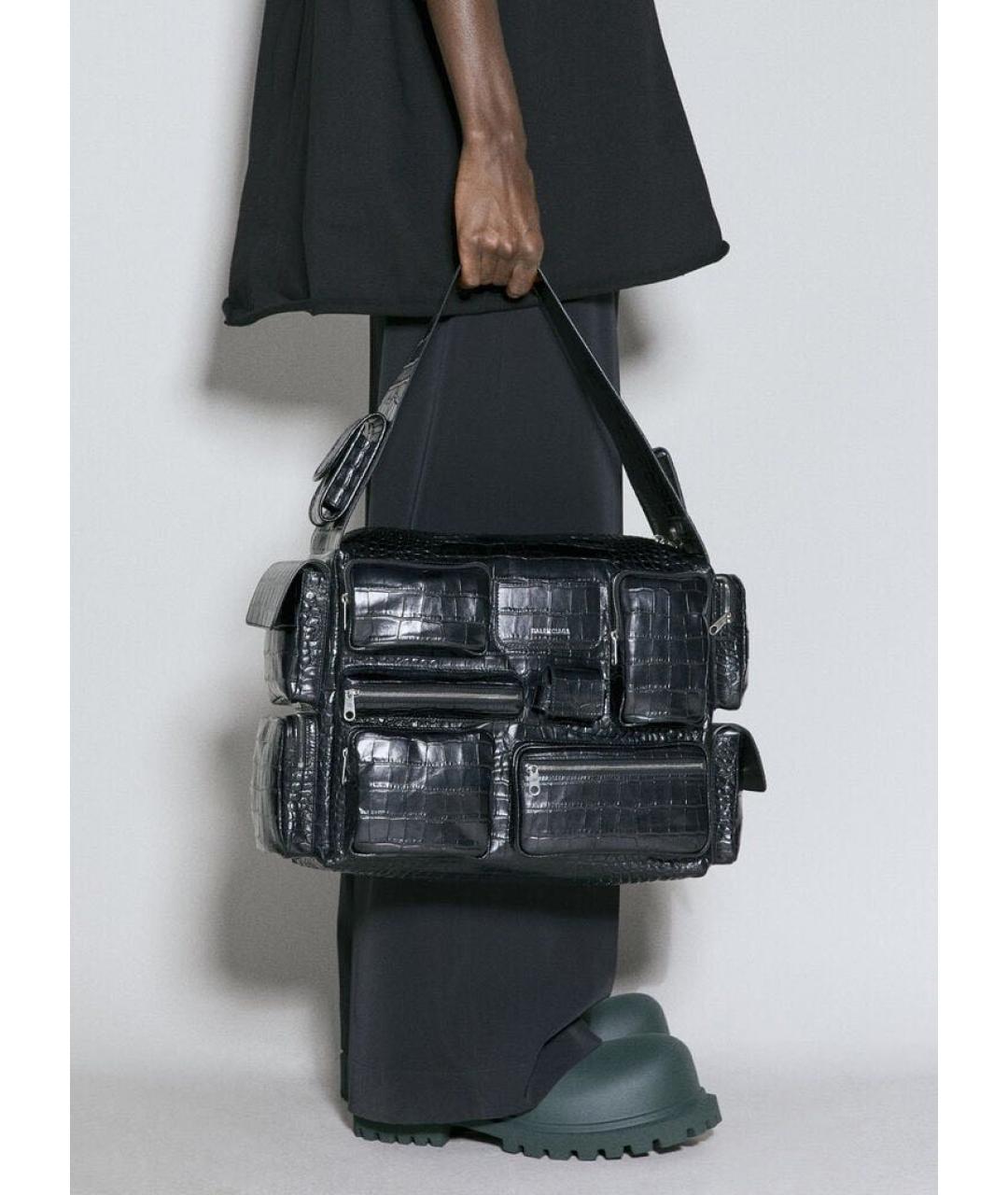 BALENCIAGA Черная кожаная сумка через плечо, фото 3