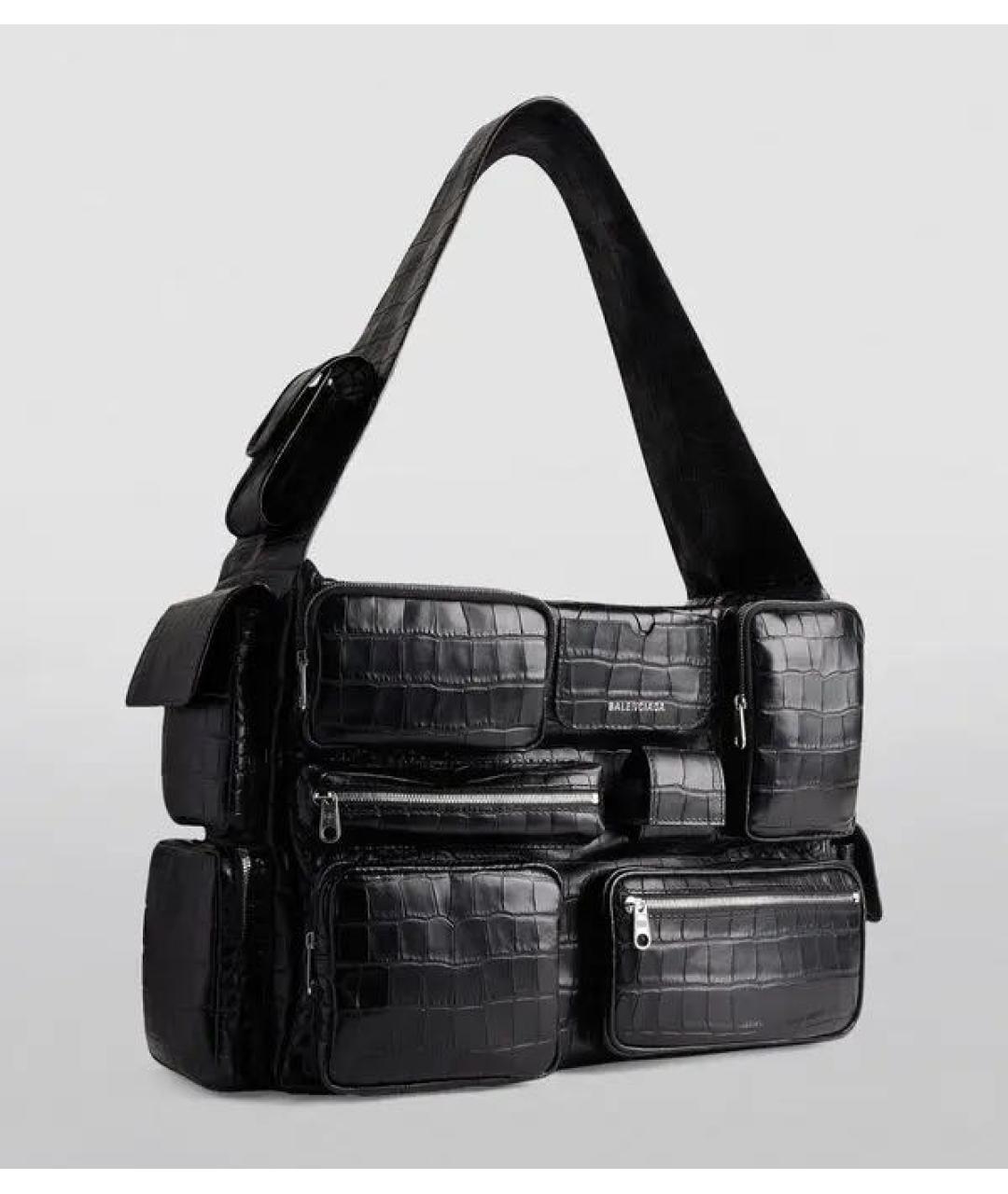 BALENCIAGA Черная кожаная сумка через плечо, фото 2