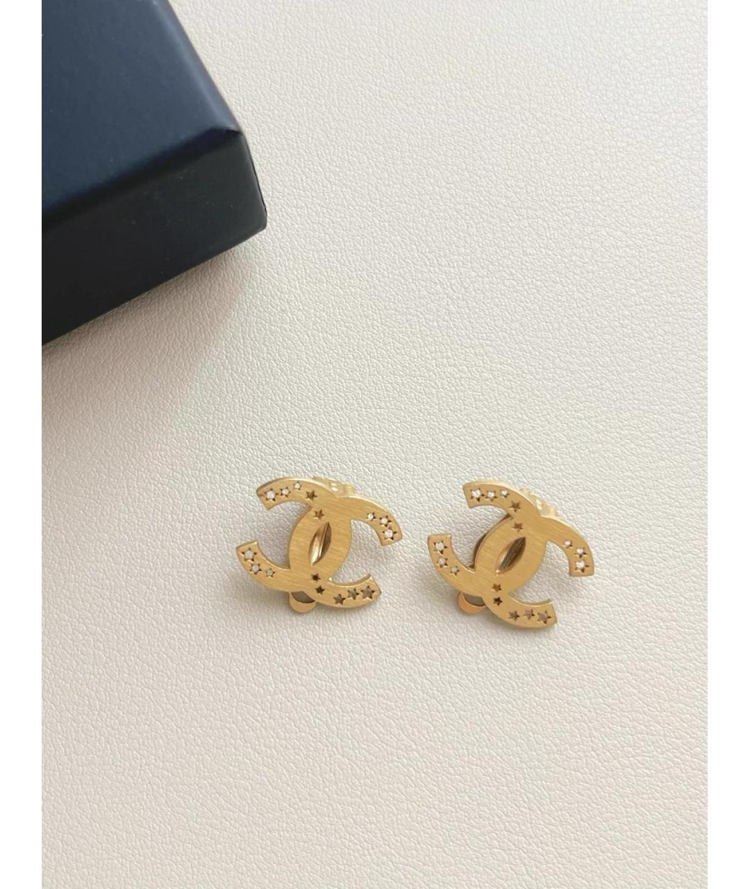 CHANEL Золотые металлические серьги, фото 4