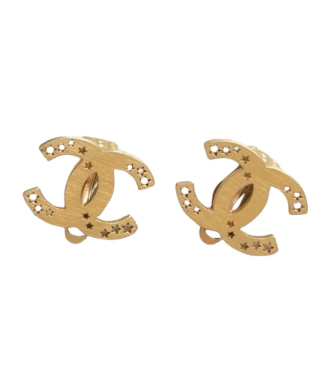 CHANEL Золотые металлические серьги, фото 1