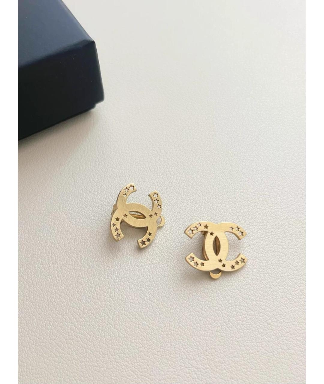 CHANEL Золотые металлические серьги, фото 2