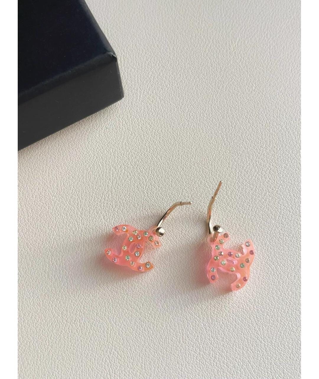 CHANEL Розовые пластиковые серьги, фото 5