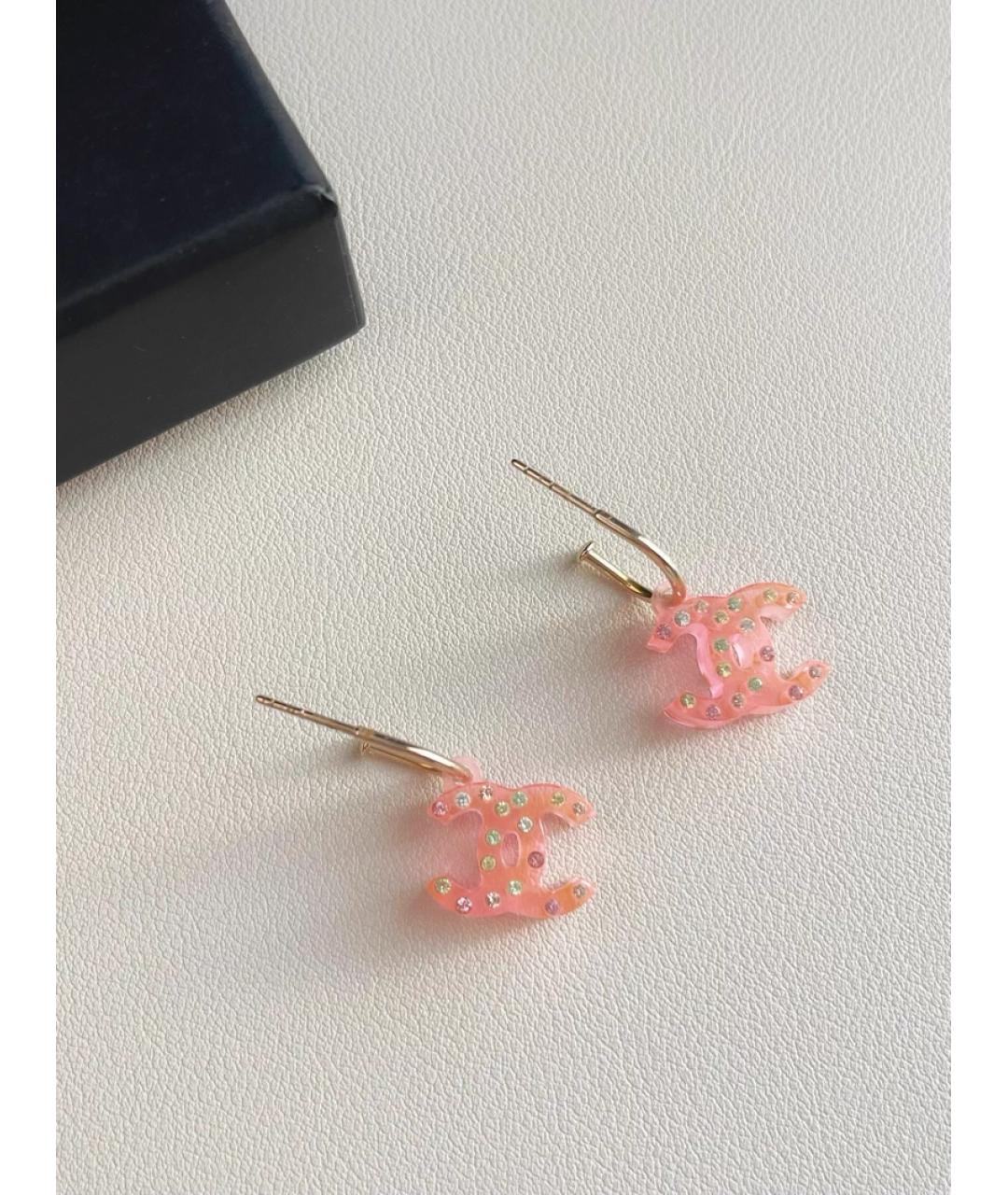 CHANEL Розовые пластиковые серьги, фото 2