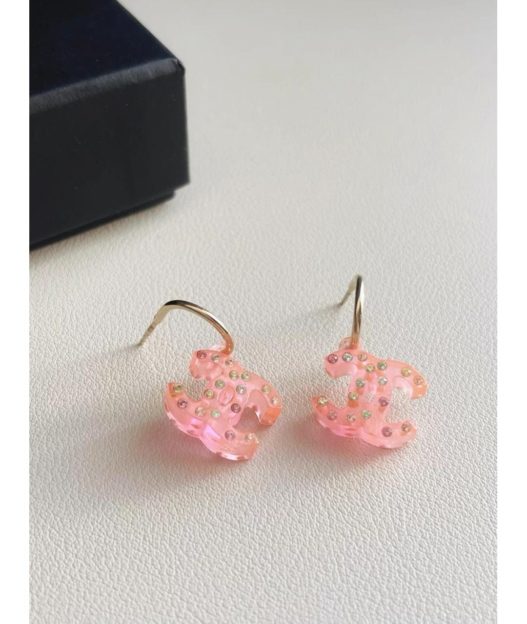CHANEL Розовые пластиковые серьги, фото 4
