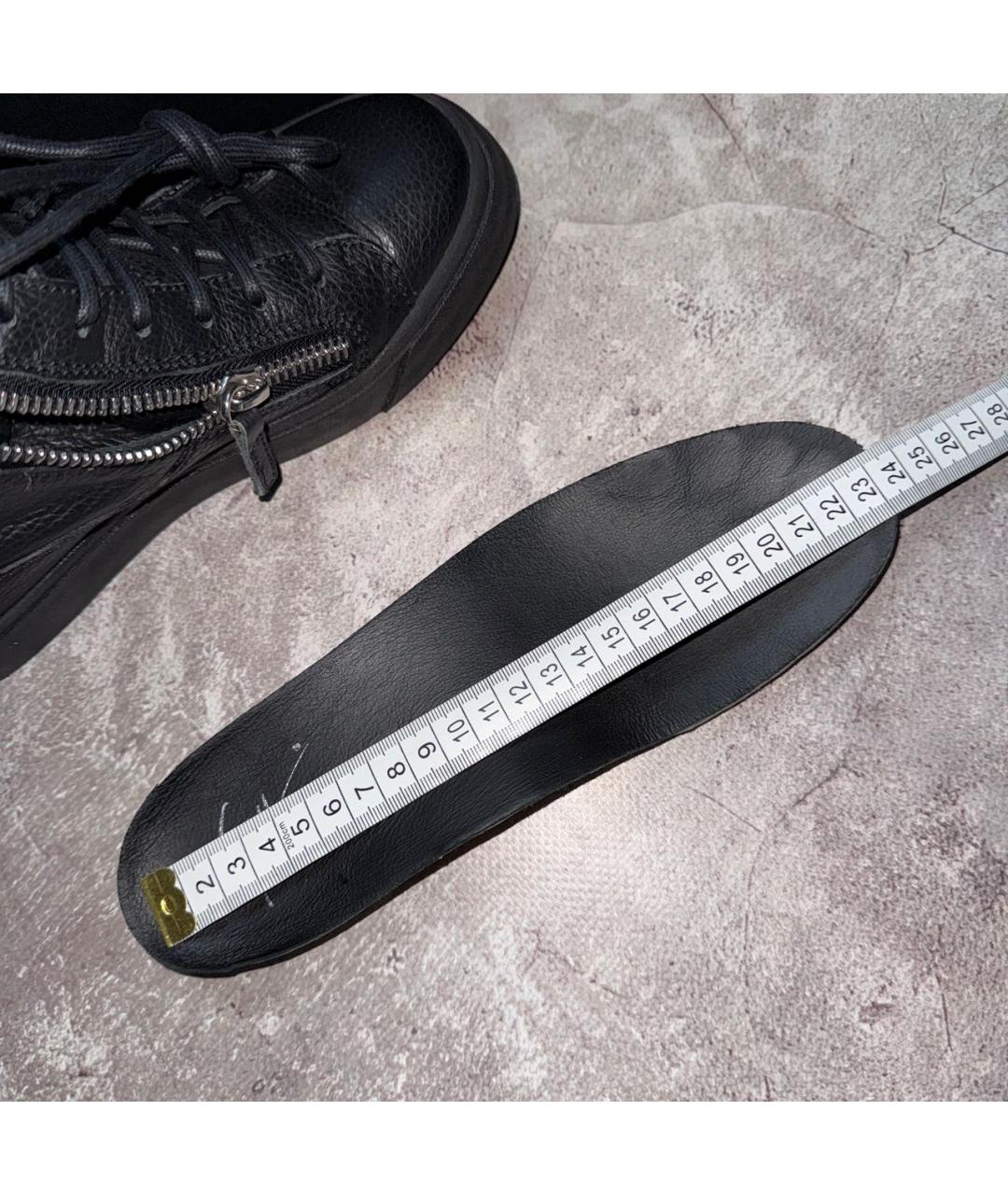 GIUSEPPE ZANOTTI DESIGN Черные кожаные кеды, фото 7