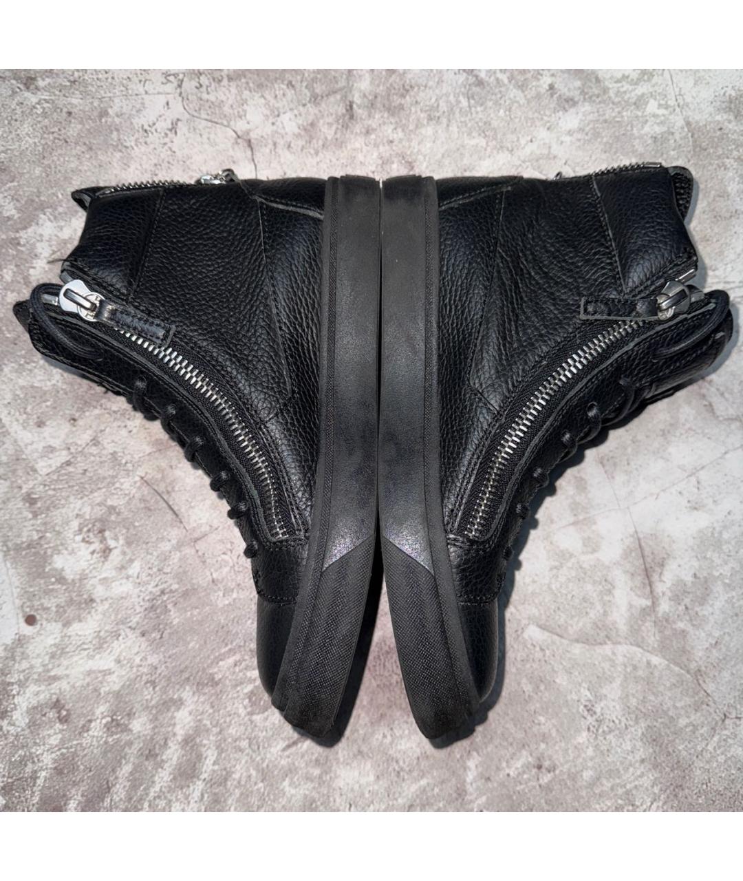 GIUSEPPE ZANOTTI DESIGN Черные кожаные кеды, фото 3