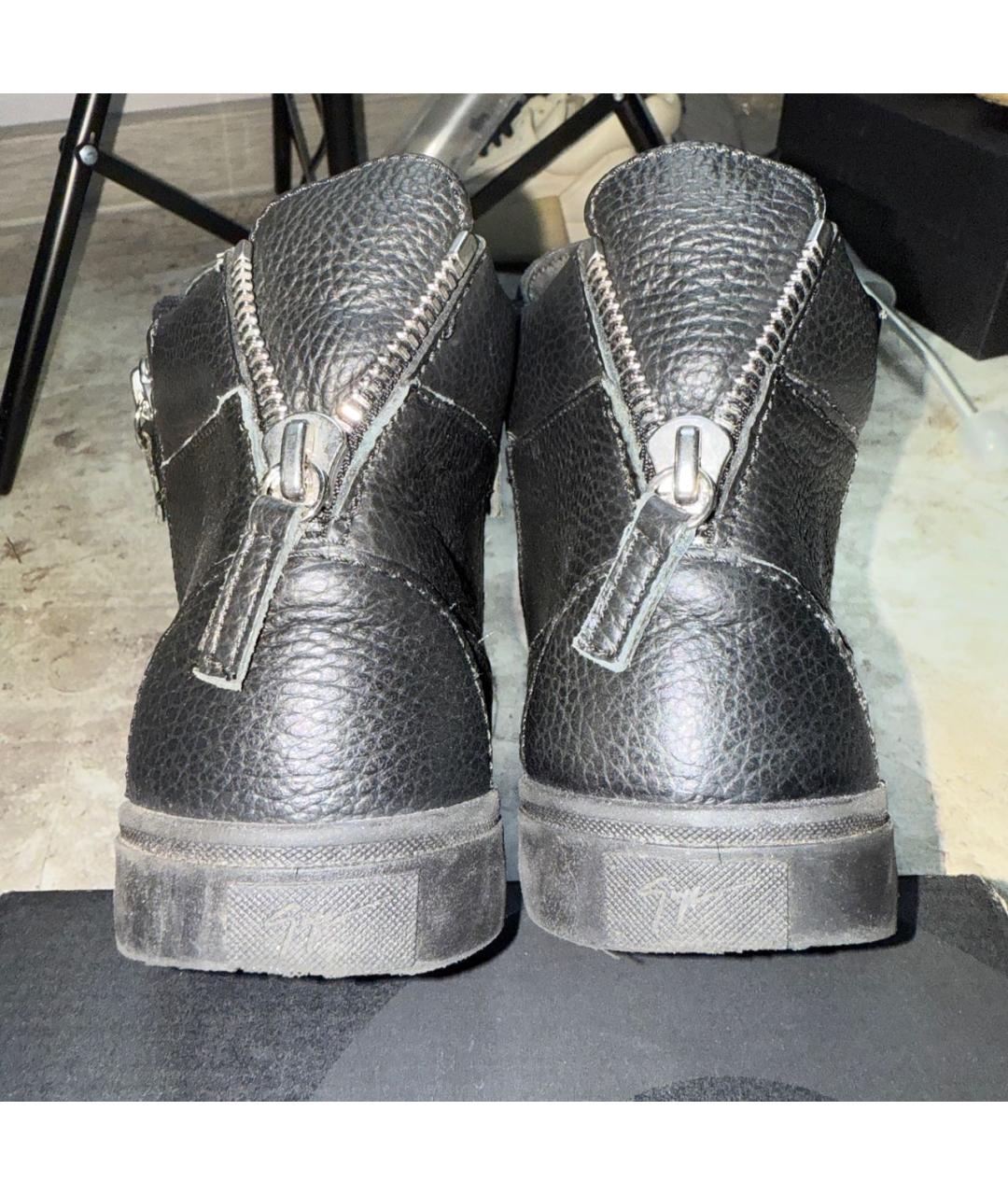 GIUSEPPE ZANOTTI DESIGN Черные кожаные кеды, фото 5