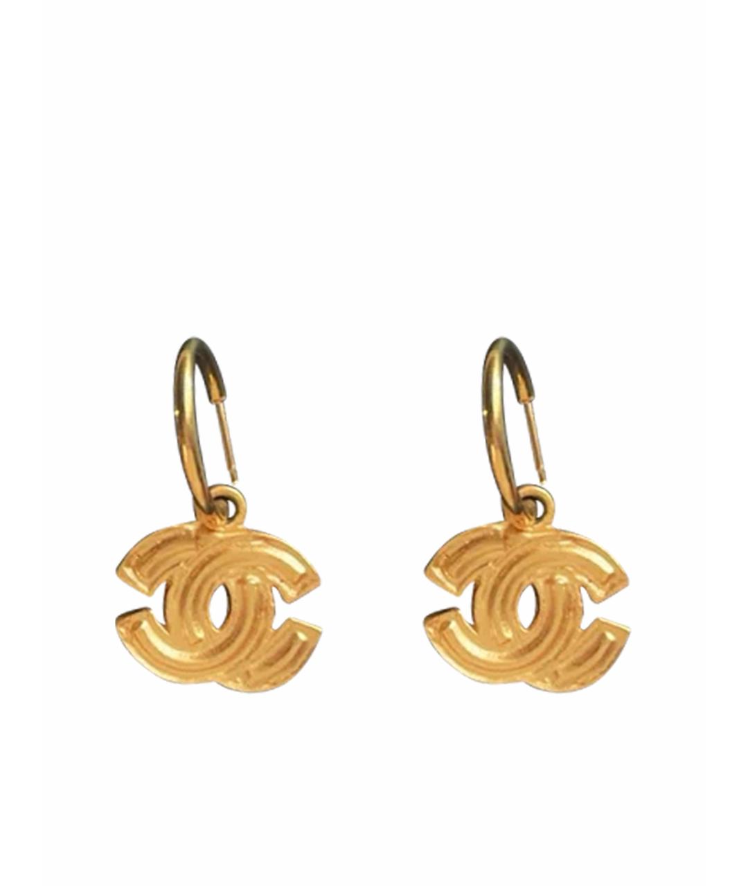 CHANEL Золотые металлические серьги, фото 1