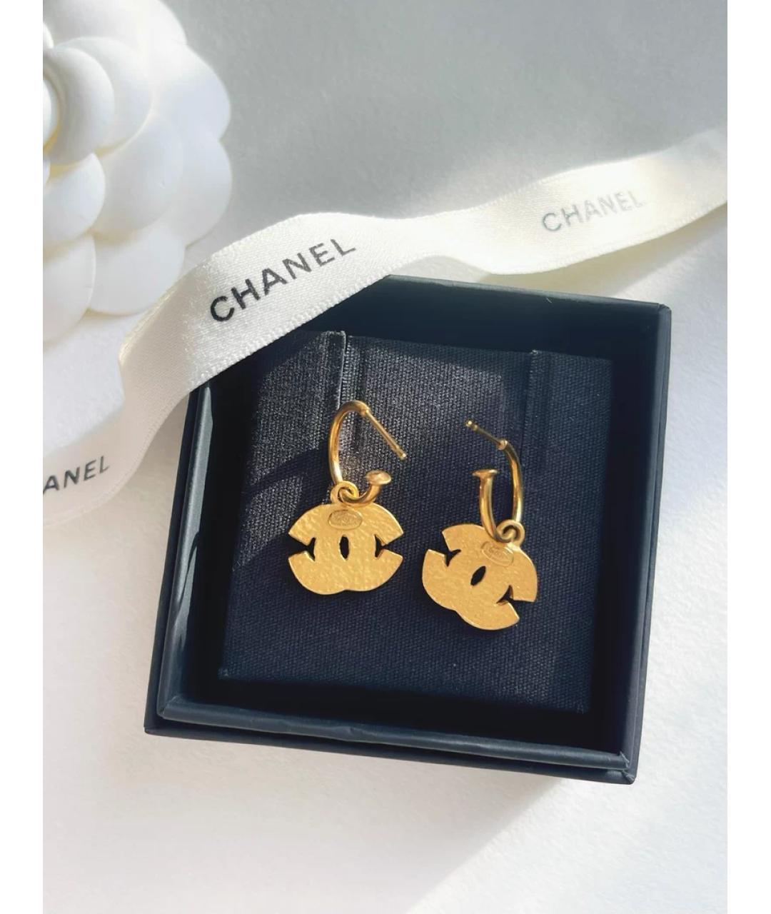 CHANEL Золотые металлические серьги, фото 2