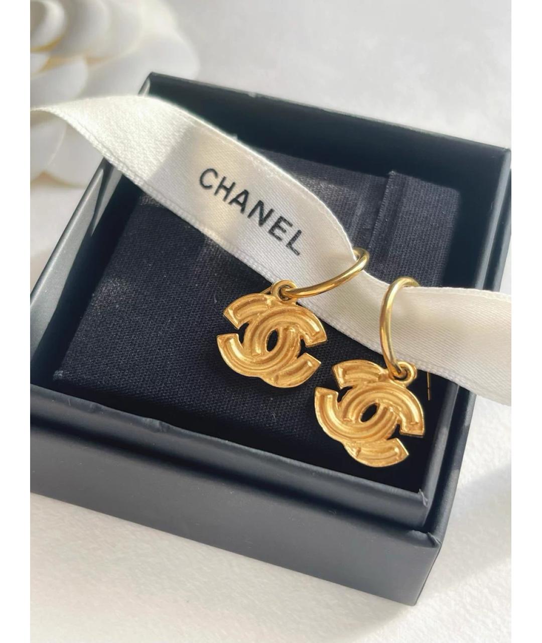 CHANEL Золотые металлические серьги, фото 3
