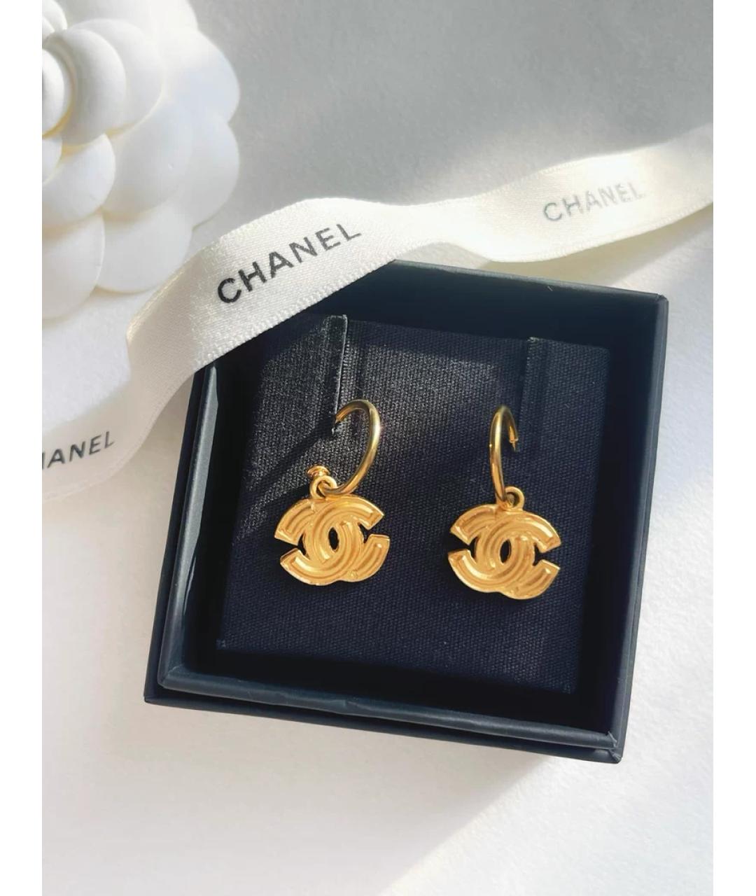 CHANEL Золотые металлические серьги, фото 4