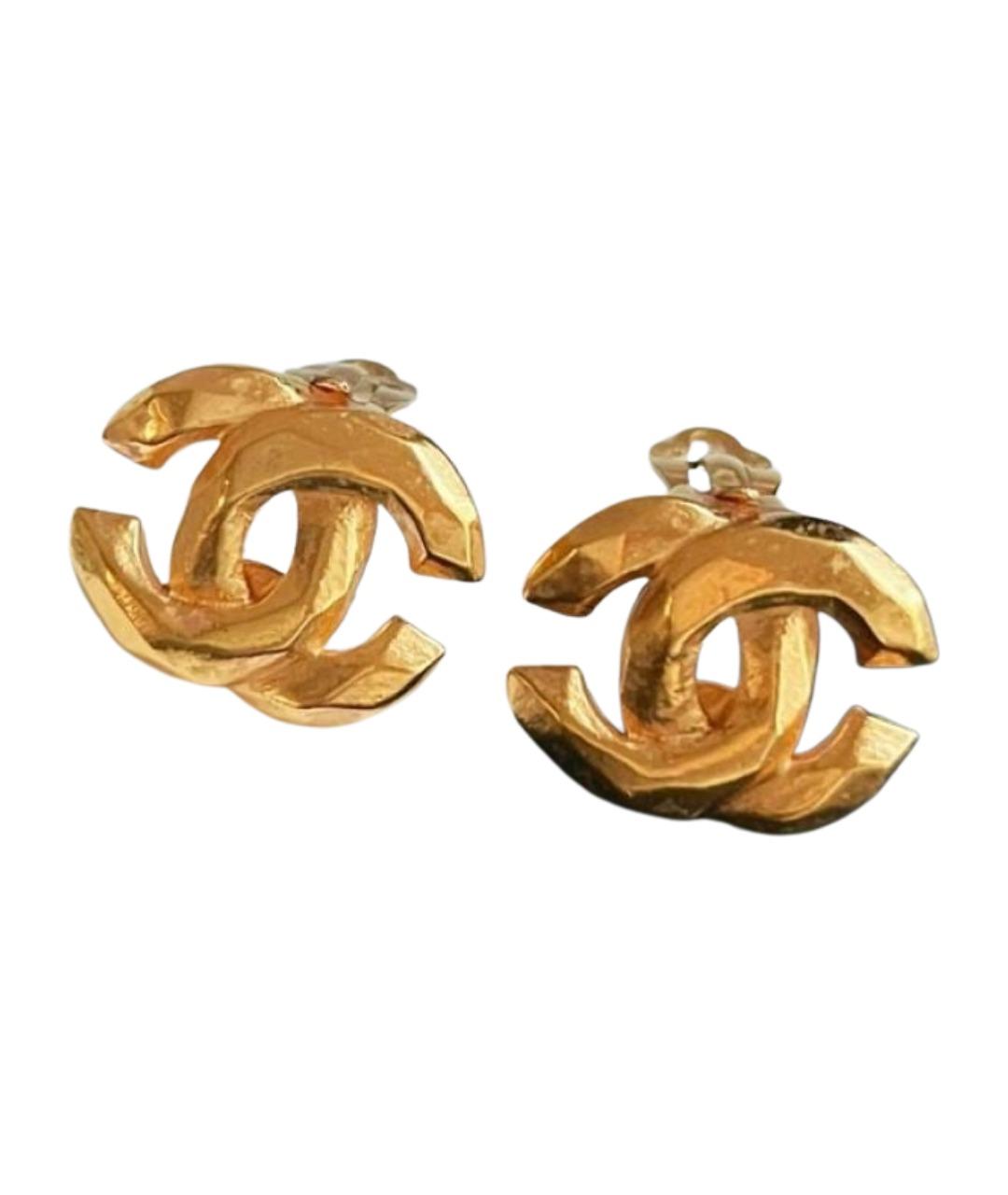 CHANEL Золотые металлические серьги, фото 1