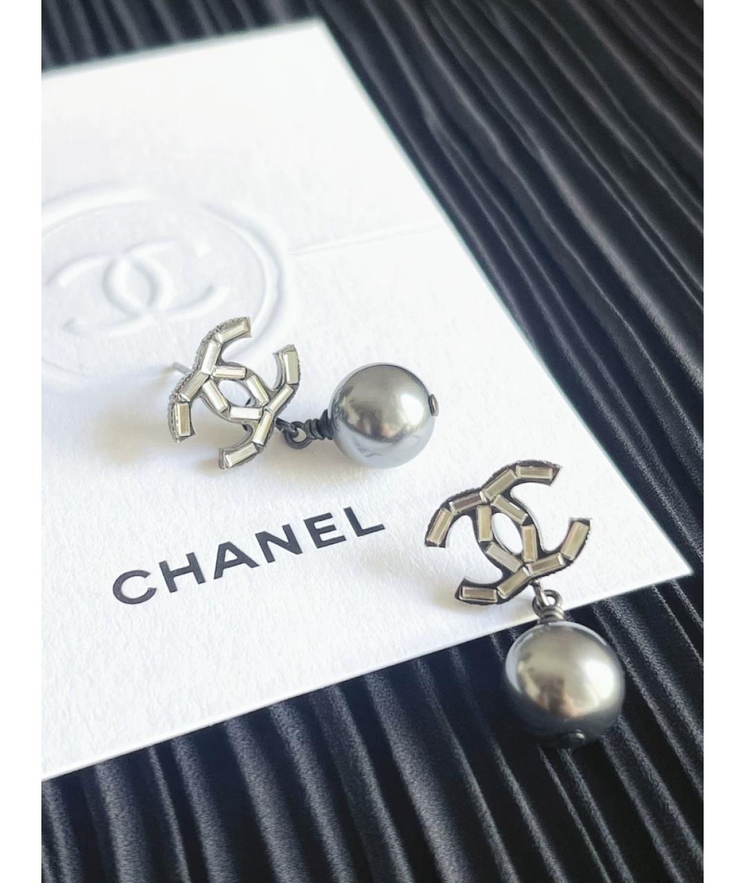 CHANEL Серые жемчужные серьги, фото 2