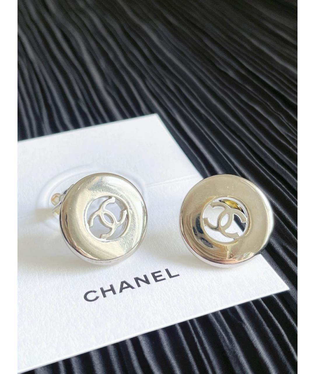 CHANEL Серебряные металлические серьги, фото 4