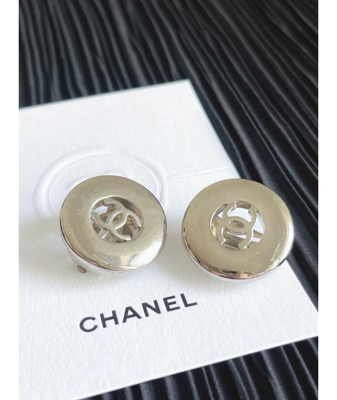 CHANEL Серебряные металлические серьги, фото 3