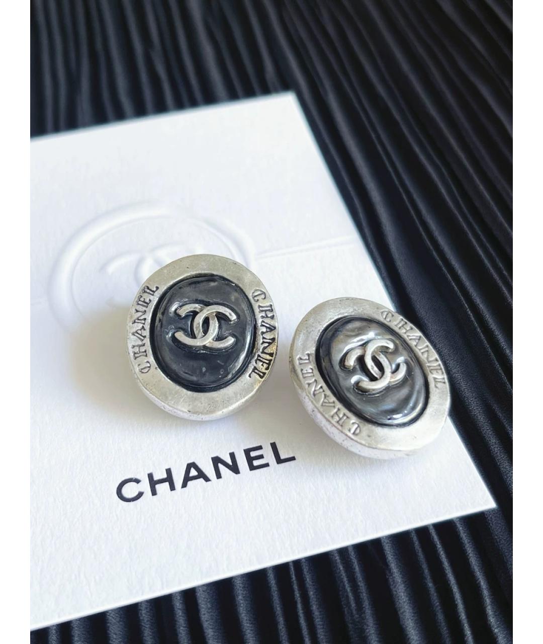CHANEL Черные металлические серьги, фото 5