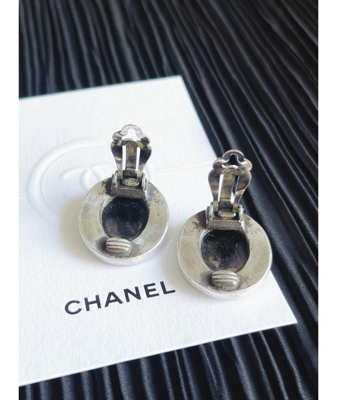 CHANEL Черные металлические серьги, фото 2