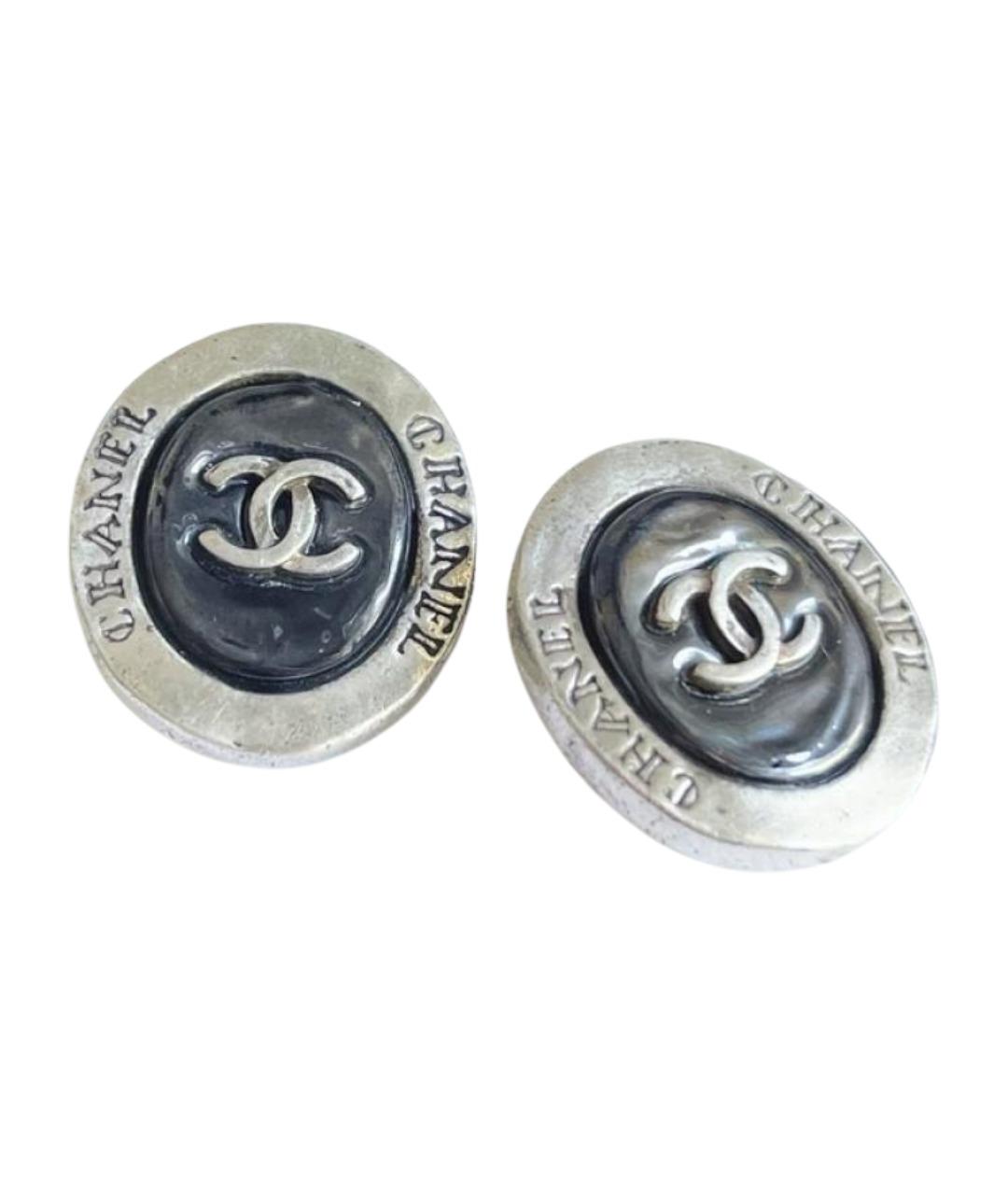 CHANEL Черные металлические серьги, фото 1