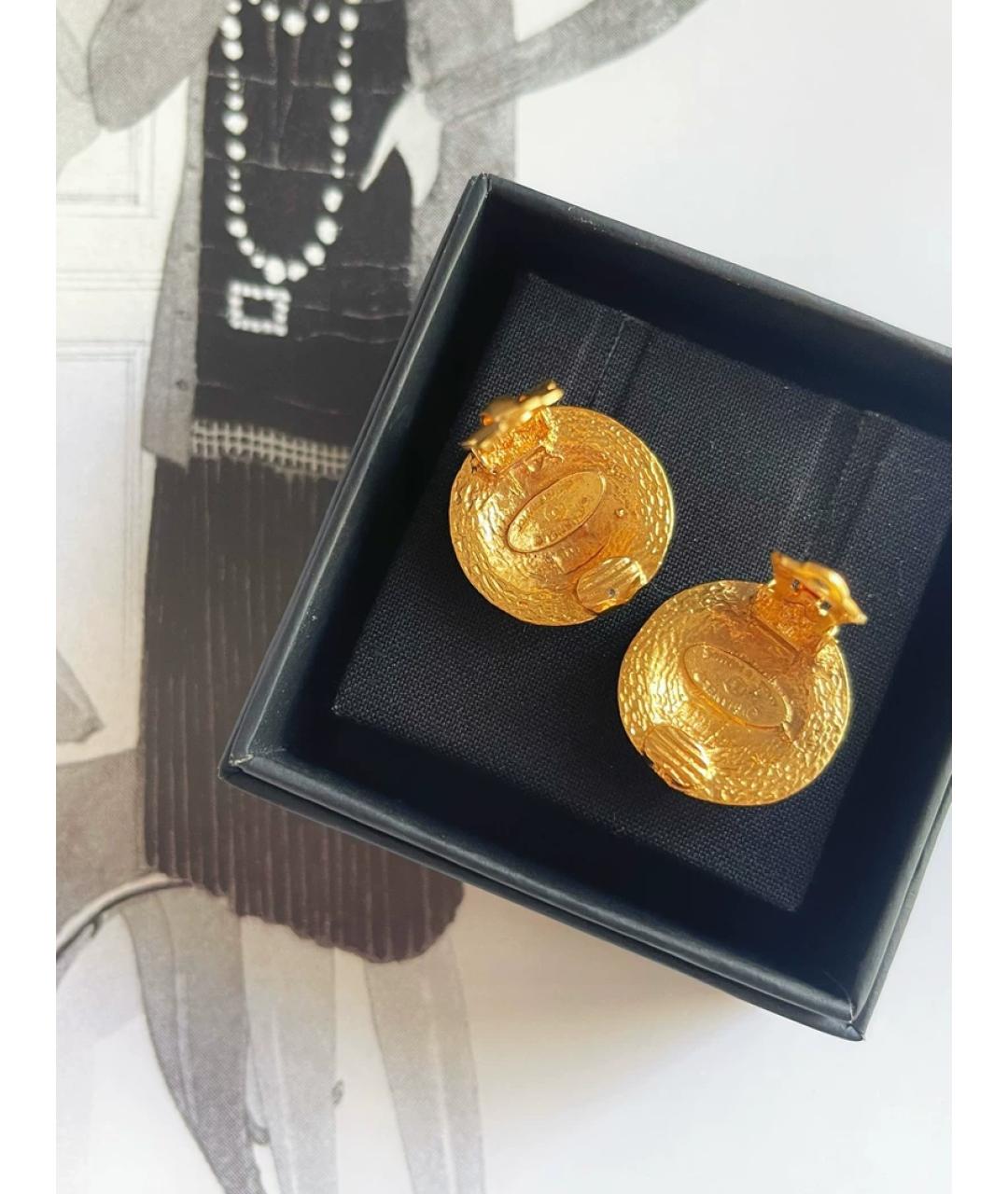 CHANEL Золотые металлические серьги, фото 2