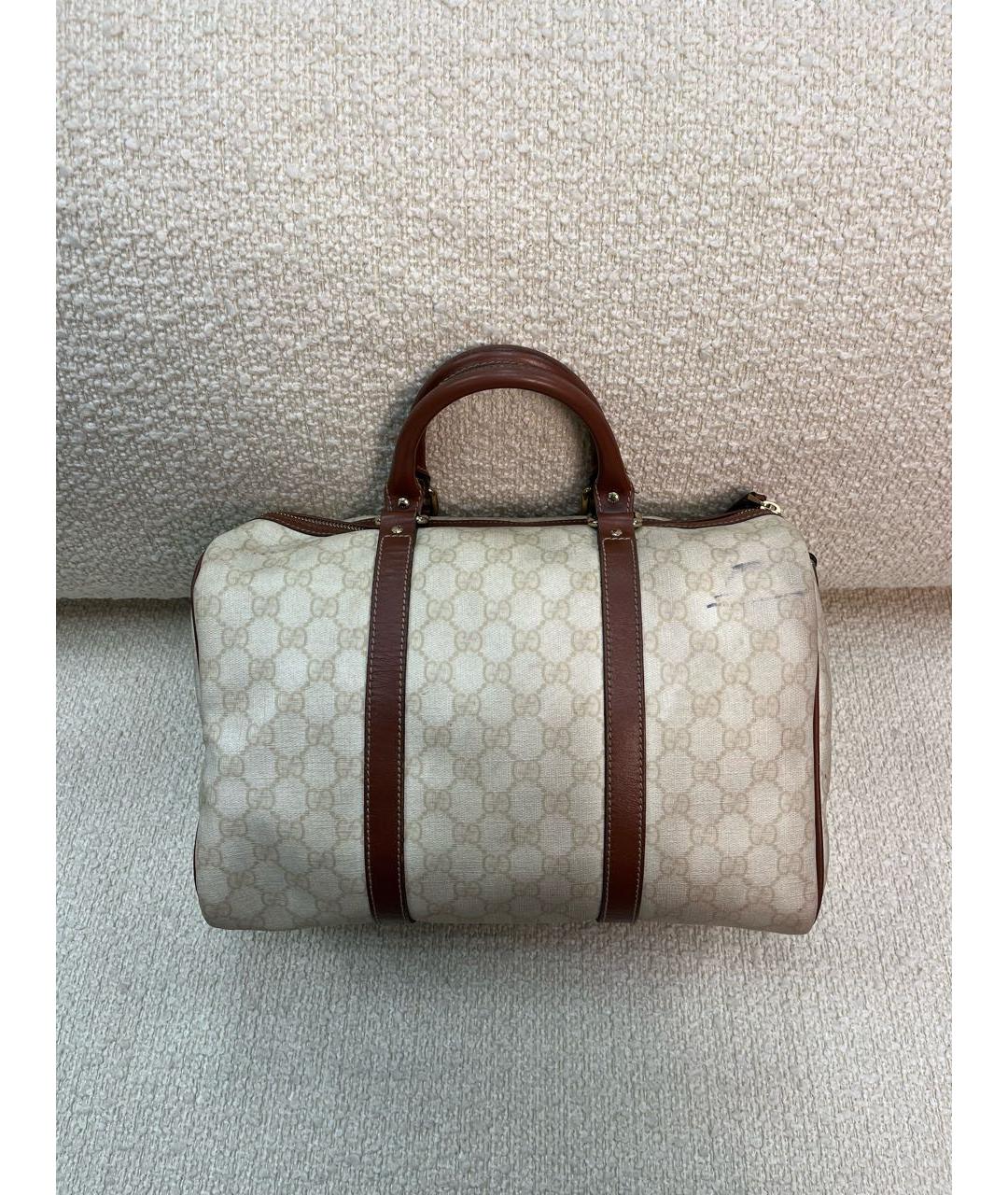 GUCCI Бежевая кожаная сумка с короткими ручками, фото 3