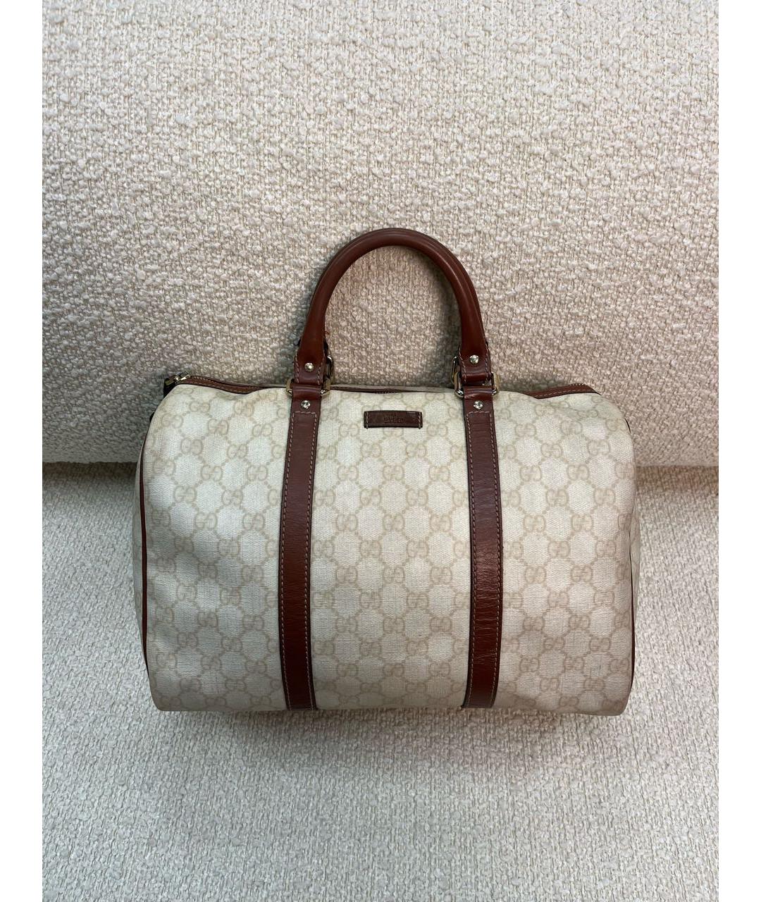 GUCCI Бежевая кожаная сумка с короткими ручками, фото 9