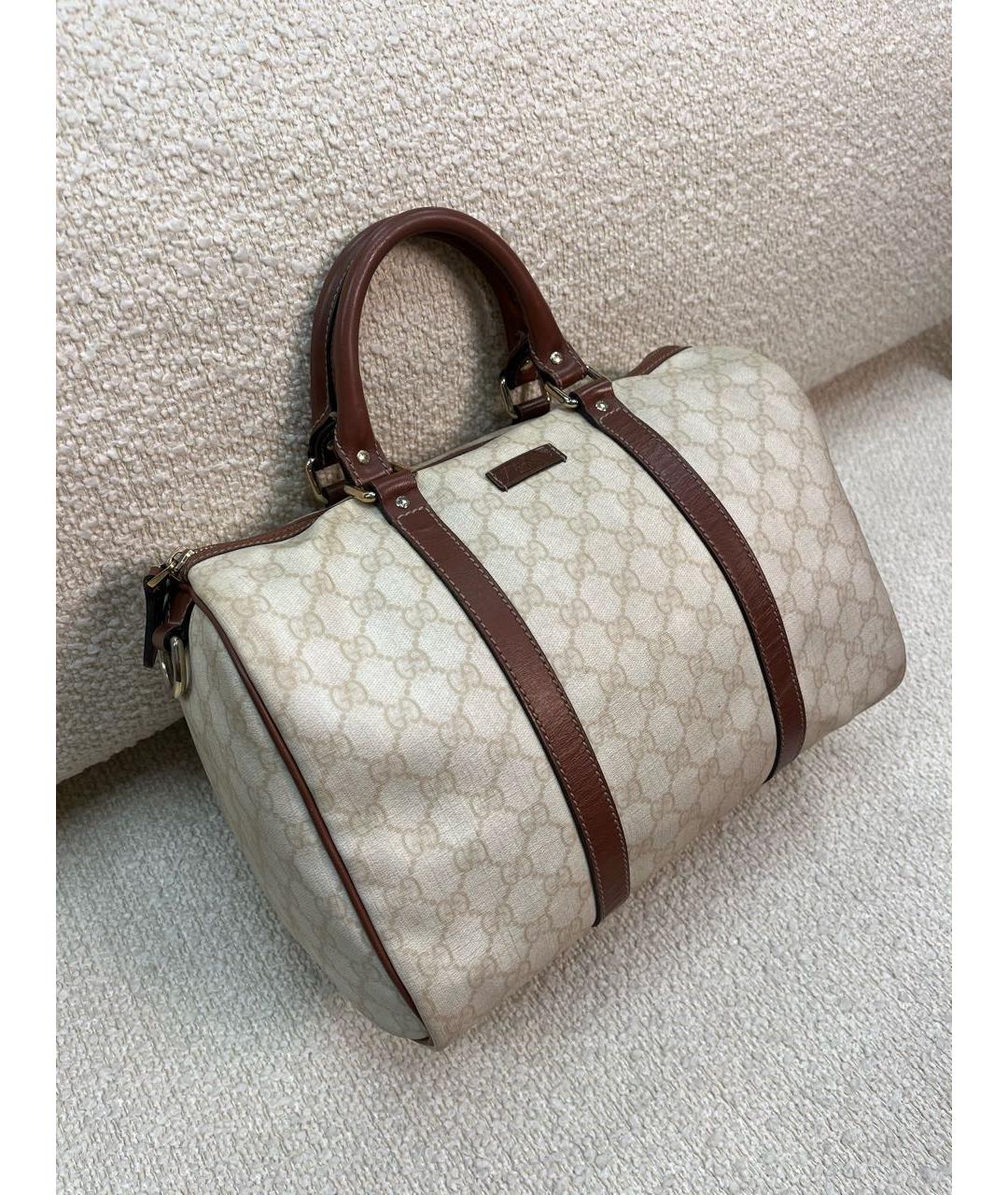 GUCCI Бежевая кожаная сумка с короткими ручками, фото 2