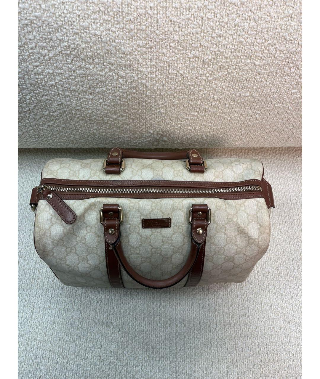 GUCCI Бежевая кожаная сумка с короткими ручками, фото 7