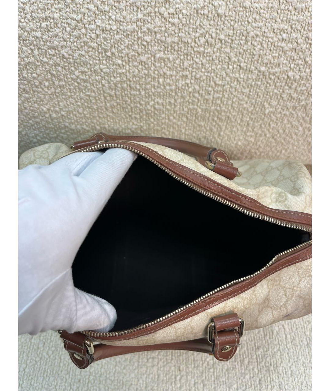 GUCCI Бежевая кожаная сумка с короткими ручками, фото 4