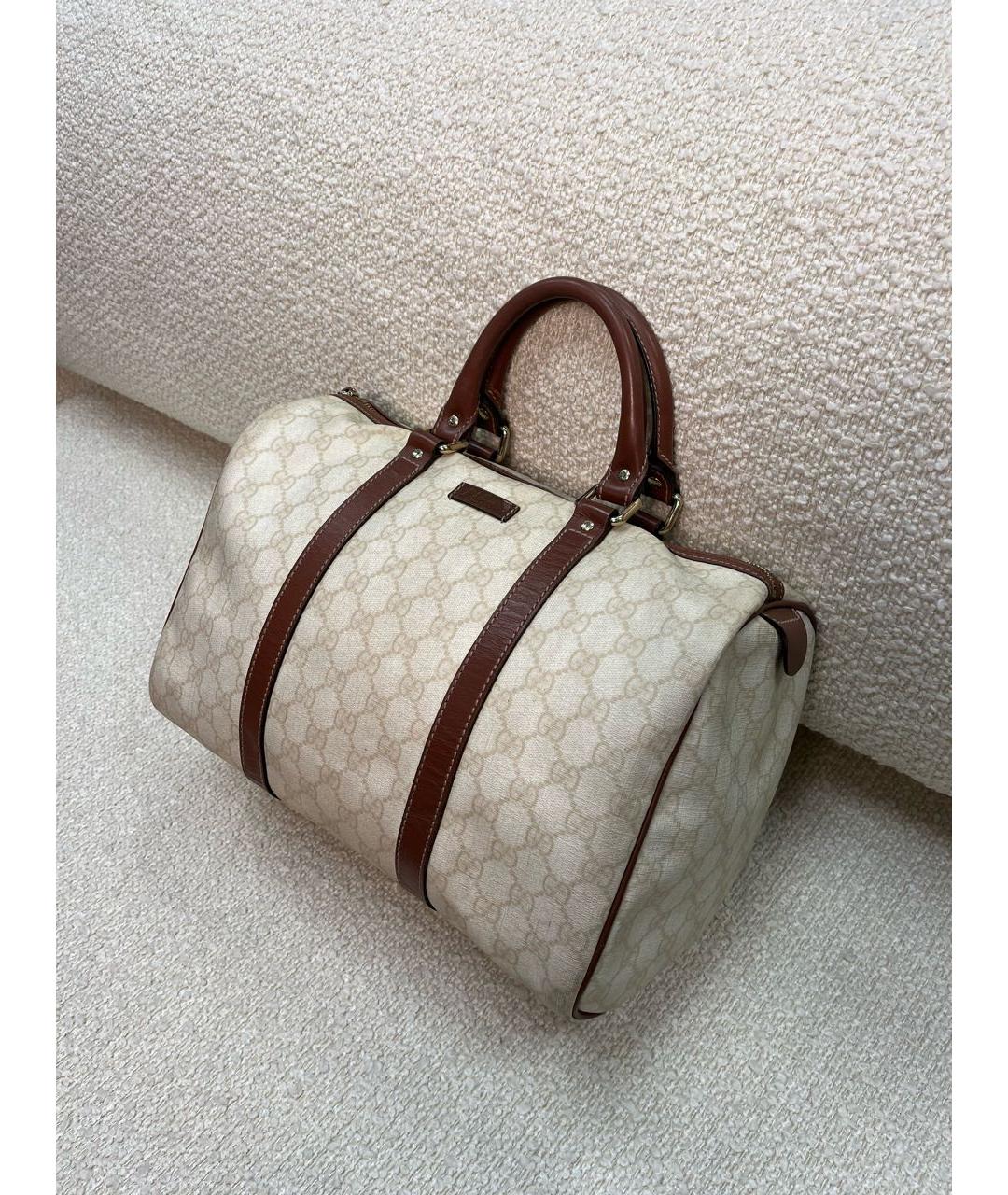 GUCCI Бежевая кожаная сумка с короткими ручками, фото 5